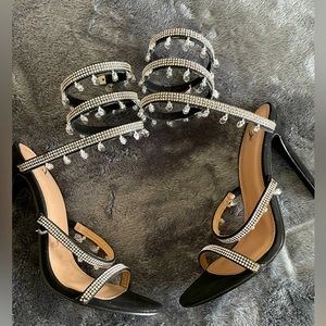 Black Rhinestone strappy Heel